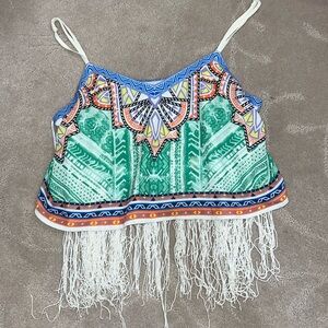 LIGHTLY WORN!!! Fringe cropped top